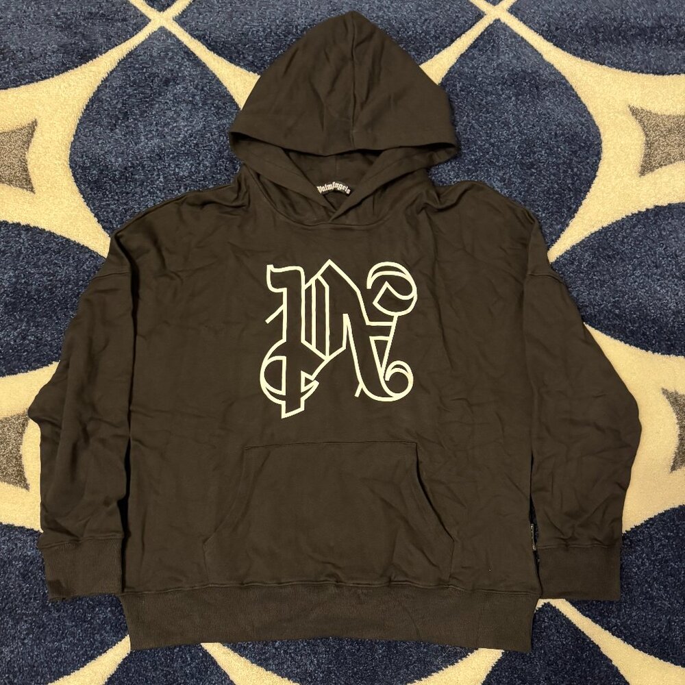 Palm Angels PA Logo Black Hoodie Mens Large